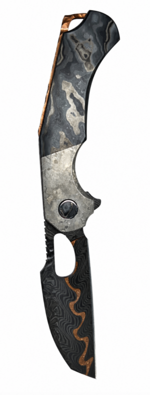 KEELING CUSTOMS FOLDING KNIFE — BAKER FORGE STAINLESS WITH COPPER SHIM-OBLIVION
